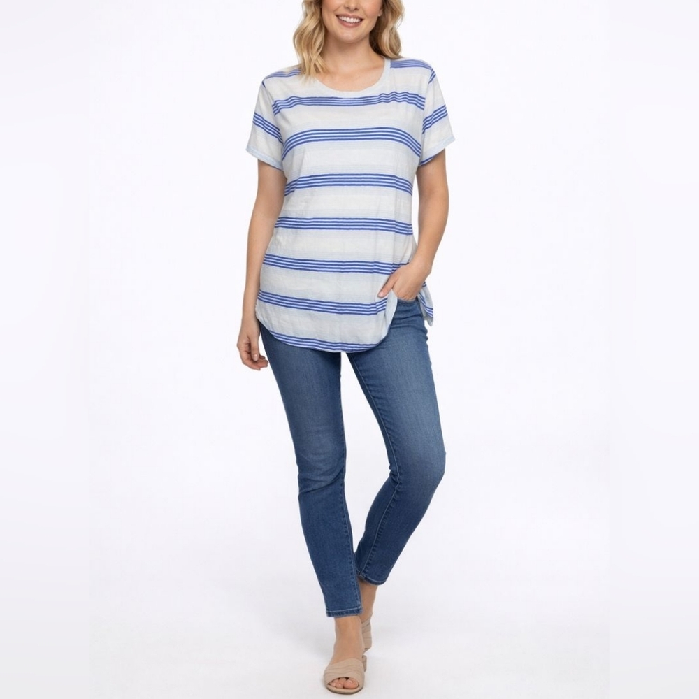🌈 Style & Co., 100% Cotton Tee, NWT, With Blue Stripes, Plus Size 3X